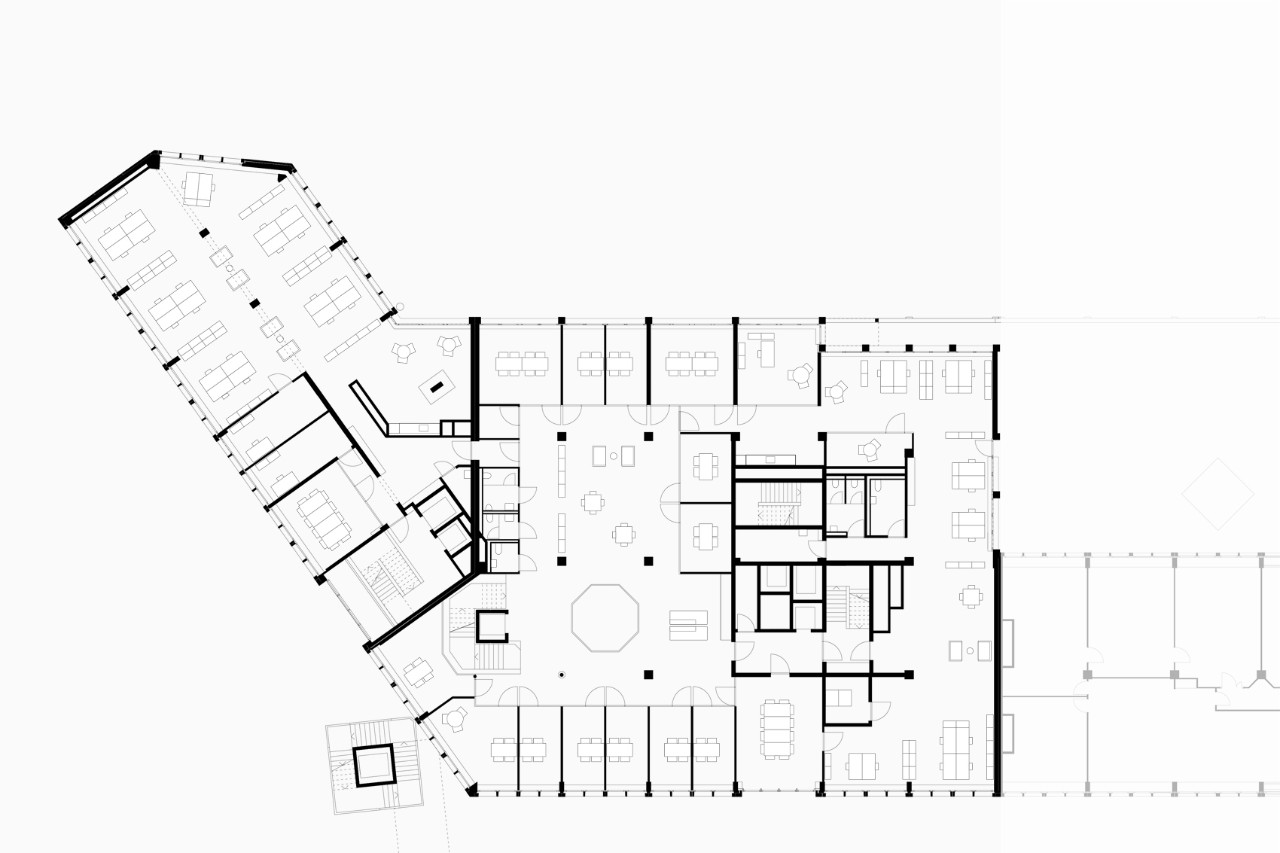 1. Obergeschoss Sozialzentrum Wipkingerplatz (Plan: Müller Sigrist Architekten AG, Zürich)